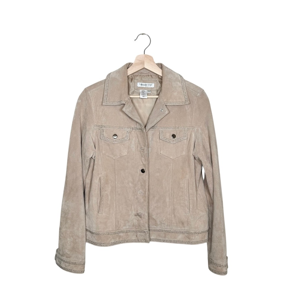 Coldwater Creek‎ Suede Beaded Jacket 100% Leather Size S